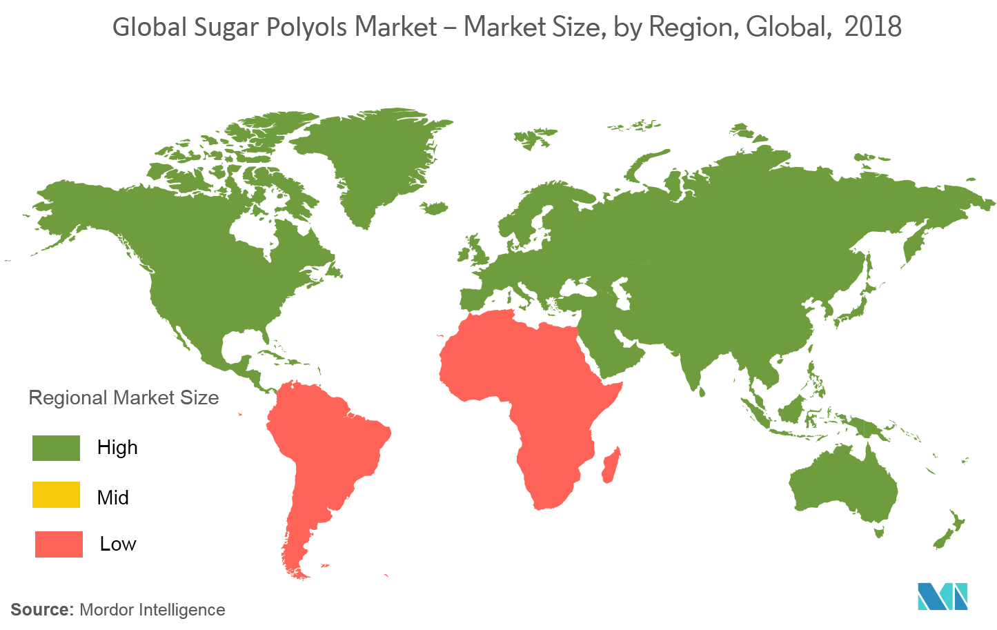 Sugar Polyols Market - Global Sugar Polyols Market - Market Size, by Region, Global, 2018